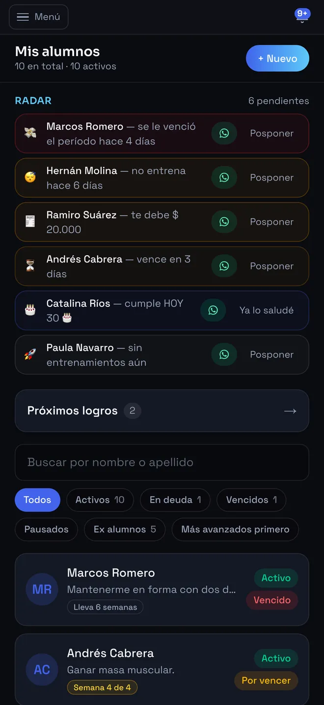 El radar del profe: a quién escribirle hoy, con el WhatsApp de cada aviso